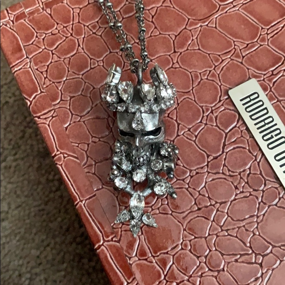 Rodrigo Otazu skull long silver necklace